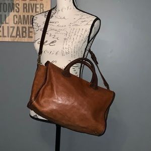 Madewell Camden satchel bag cognac and brown leather purse